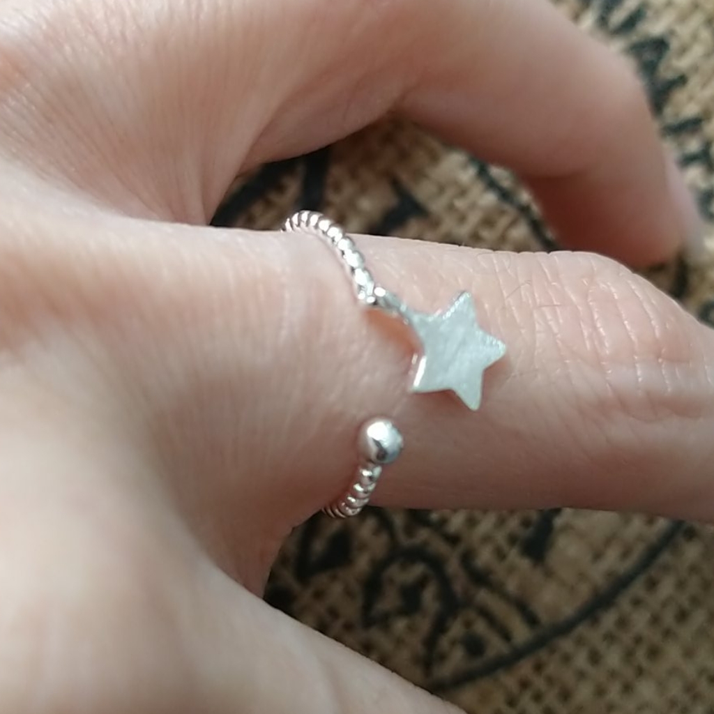Sterling Silver Sparkly Star Stackable Ring